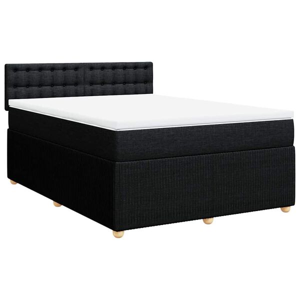 vidaXL Sommier &agrave; lattes de lit avec matelas Noir 140x190 cm Tissu