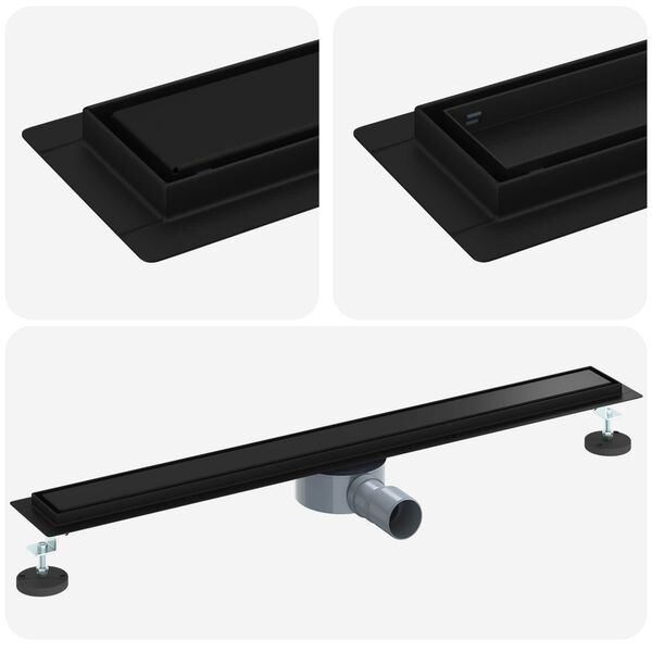 vidaXL &Eacute;vacuation de douche 2-en-1 avec siphon &agrave; 360&deg; Noir 80 cm