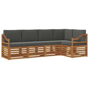 vidaXL Ensemble de canap&eacute; d'angle 5 pcs Naturel et Anthracite