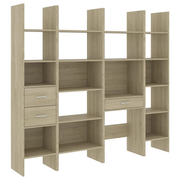 vidaXL Ensemble de biblioth&egrave;que 4 pcs Ch&ecirc;ne sonoma Bois d'ing&eacute;nierie