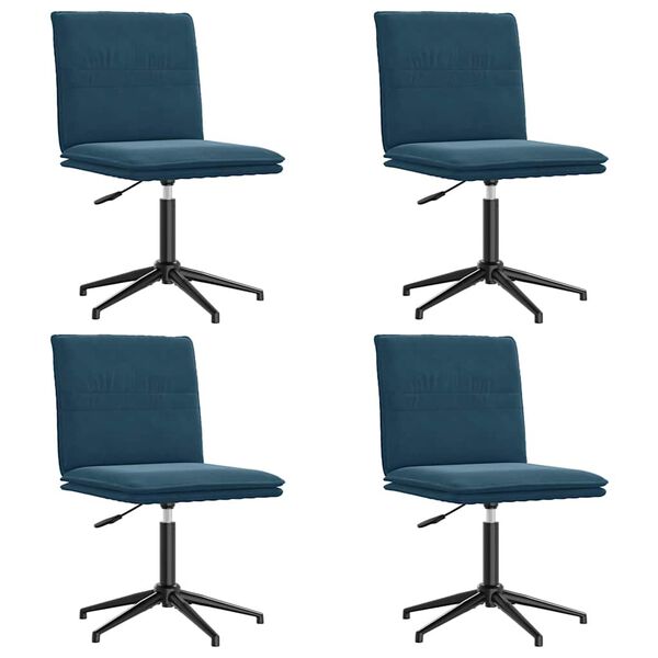 vidaXL Chaises &agrave; manger lot de 4 Bleu Velours
