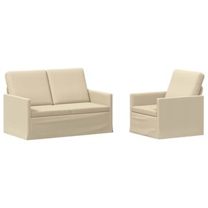 vidaXL Ensemble de Canap&eacute;s 2 pcs Cr&egrave;me Tissu