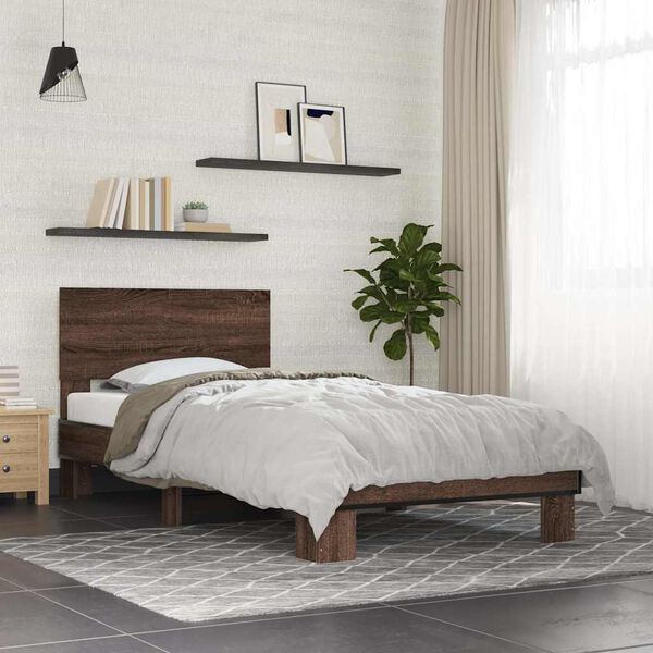 vidaXL Cadre de lit sans matelas ch&ecirc;ne marron 100x200 cm