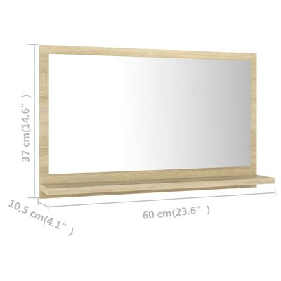 vidaXL Miroir de salle de bain Chêne sonoma 60x10,5x37 cm Aggloméré