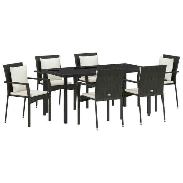 vidaXL Ensemble de salle à manger pour jardin 7 pcs Noir polyrotin