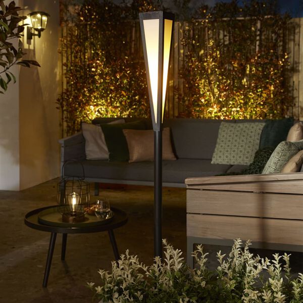 Luxform Lampe solaire &agrave; LED torche de jardin Wehmouth Noir et blanc