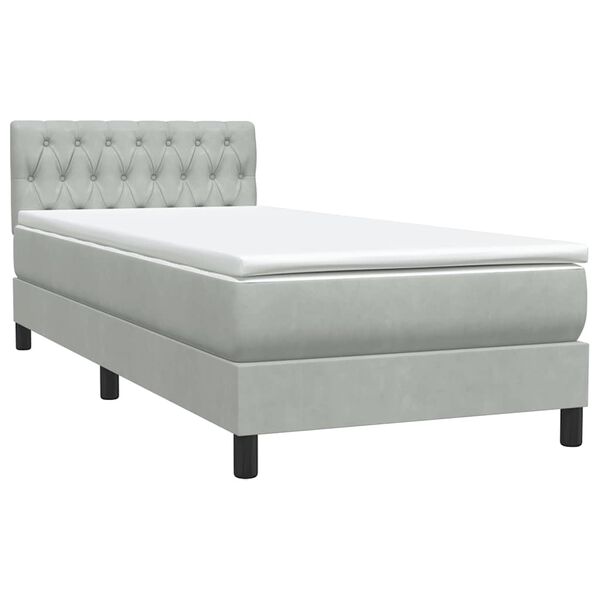 vidaXL Sommier &agrave; lattes de lit et matelas gris clair 80x210 cm velours
