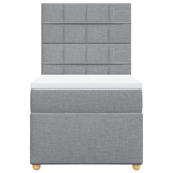 vidaXL Sommier &agrave; lattes de lit et matelas Gris clair 90x190 cm Tissu