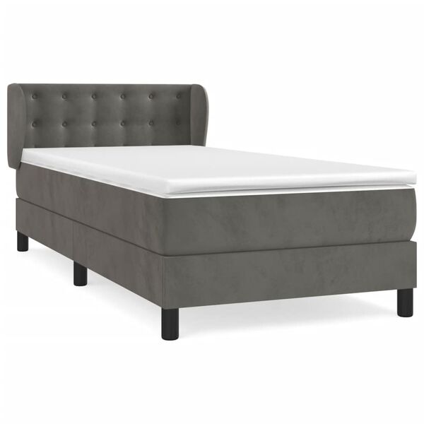 vidaXL Sommier &agrave; lattes de lit et matelas Gris fonc&eacute; 80x200 cm Velours