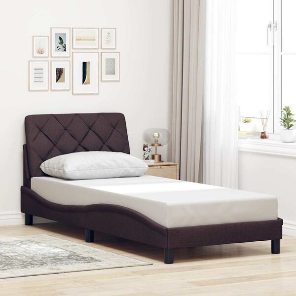 vidaXL Cadre de lit sans matelas marron fonc&eacute; 90x200 cm tissu