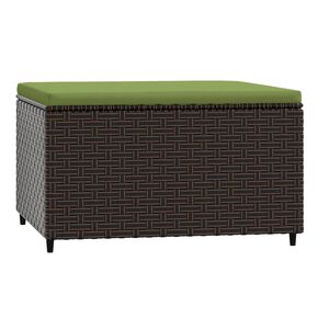vidaXL Repose-pied de jardin avec coussin marron r&eacute;sine tress&eacute;e
