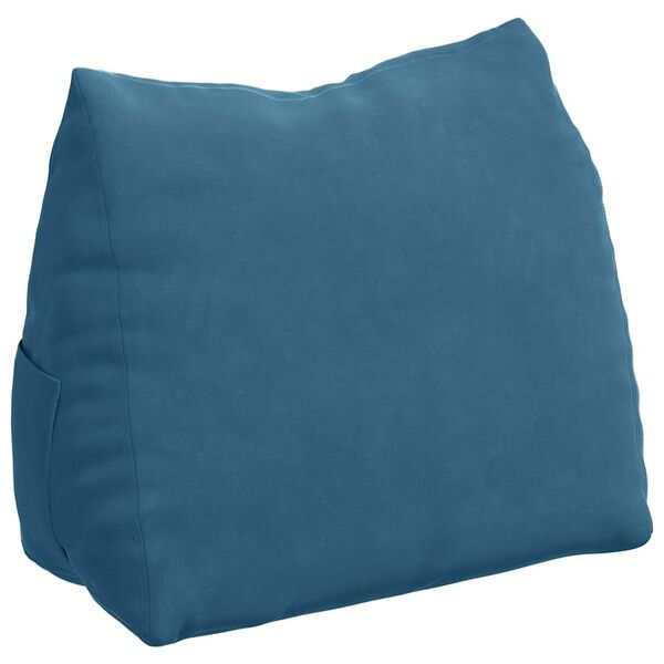 vidaXL Coussin de Dos Bleu 60 x 20 x 50 cm Tissu en velours c&ocirc;tel&eacute;