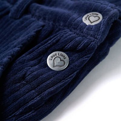 Robe salopette pour enfants velours côtelé bleu marine 92