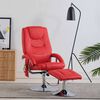 vidaXL Fauteuil de massage avec repose-pieds rouge similicuir
