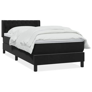 vidaXL Sommier &agrave; lattes de lit avec matelas noir 90x210 cm velours