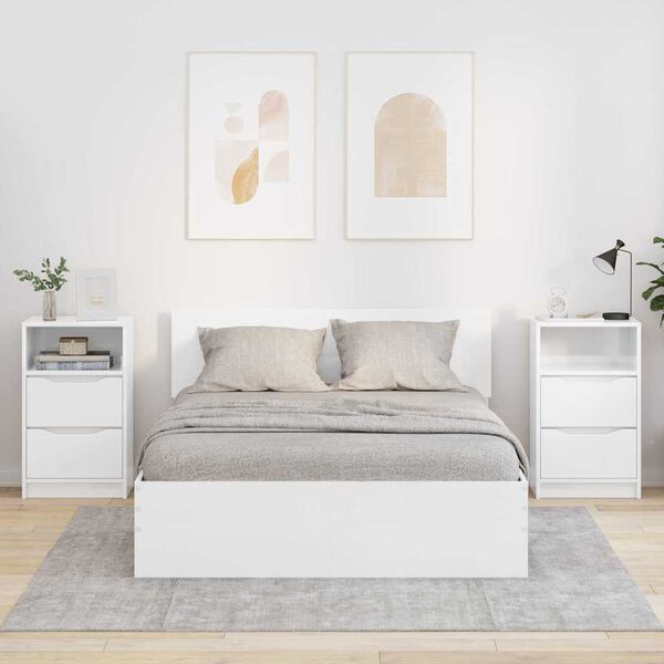 vidaXL Tables de chevet 2 pcs Blanc brillant 40 x 30 x 467 cm