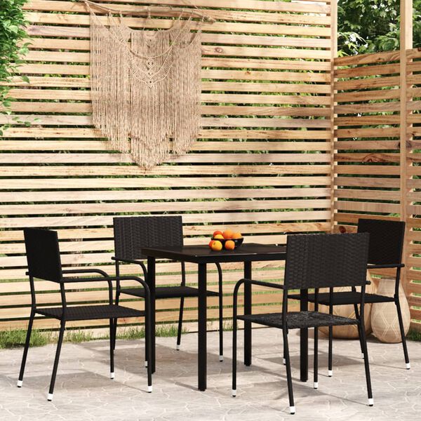 vidaXL Ensemble à manger de jardin 5 pcs Noir