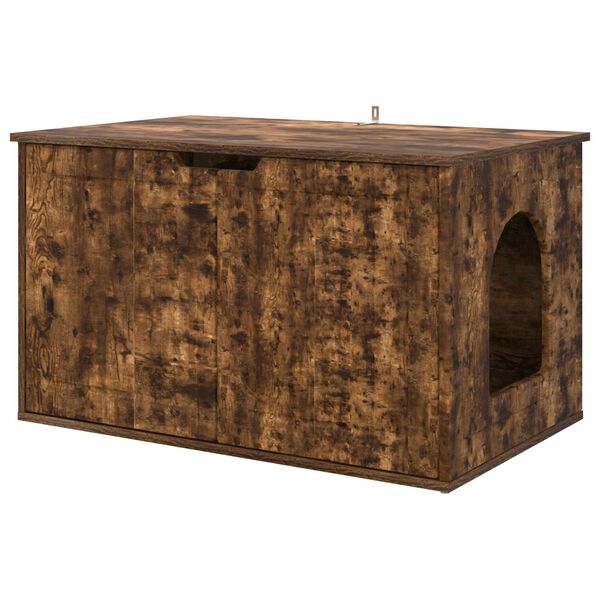 vidaXL Maison pour chat Ch&ecirc;ne fum&eacute; 85 x 55 x 50,5 cm Bois d'ing&eacute;nierie