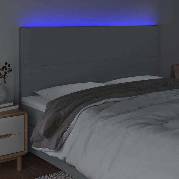 vidaXL T&ecirc;te de lit &agrave; LED Gris clair 200x5x118/128 cm Tissu