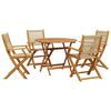 vidaXL Ensemble &agrave; manger de jardin 5pcs beige polypropyl&egrave;ne et bois
