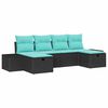 vidaXL Ensemble de canap&eacute; de jardin 6 pc Noir polyrotin