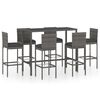 vidaXL Ensemble de bar de jardin 7 pcs et coussins R&eacute;sine tress&eacute;e Gris