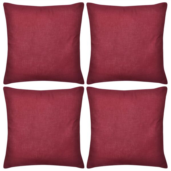 vidaXL Housses de coussin 4 pcs Coton Bordeaux 40x40 cm