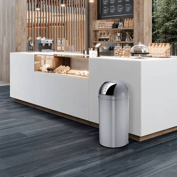 EKO Poubelle avec couvercle &agrave; pression 40 L Gris mat