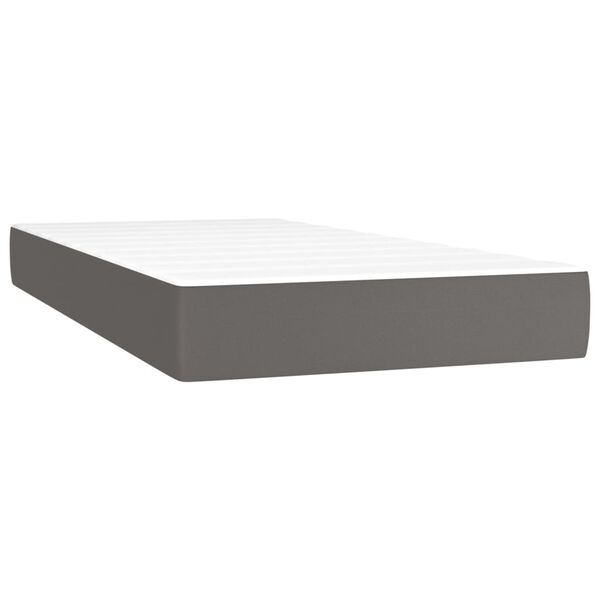 vidaXL Sommier &agrave; lattes de lit avec matelas Gris 100x200 cm Similicuir