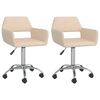 vidaXL Chaises pivotantes &agrave; manger lot de 2 Cr&egrave;me Tissu