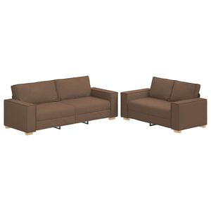 vidaXL Ensemble de canap&eacute; 2 pcs avec coussins en tissu marron