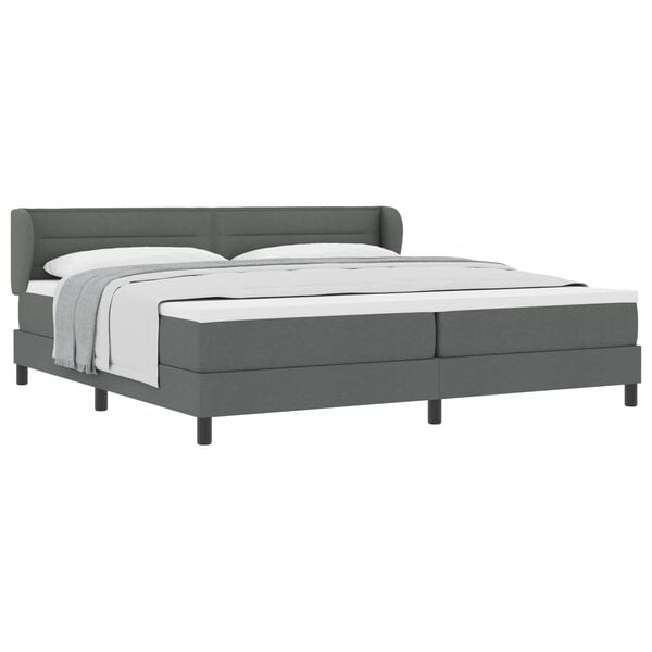 vidaXL Lit &agrave; ressorts avec matelas Gris fonc&eacute; 200 x 200 cm tissu