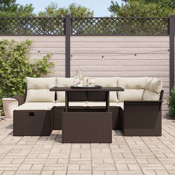 vidaXL Ensemble de canap&eacute; de jardin 7 pcs Marron Poly rotin
