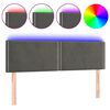 vidaXL T&ecirc;te de lit &agrave; LED Gris fonc&eacute; 144x5x78/88 cm Velours