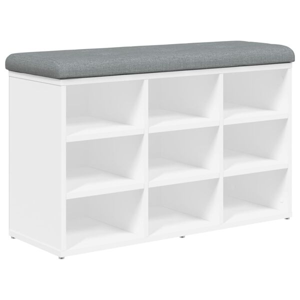 vidaXL Banc &agrave; chaussures Blanc 82x32x50 cm Bois d'ing&eacute;nierie