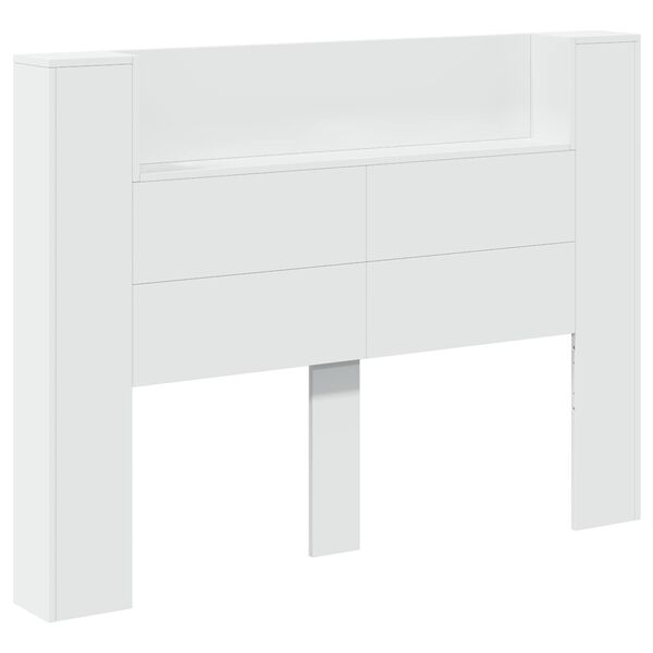 vidaXL Cabinet de T&ecirc;te de Lit avec LED Blanc 140 x 16,5 x 103,5 cm