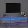 vidaXL Meuble TV avec lumières LED Gris béton 195x35x40 cm