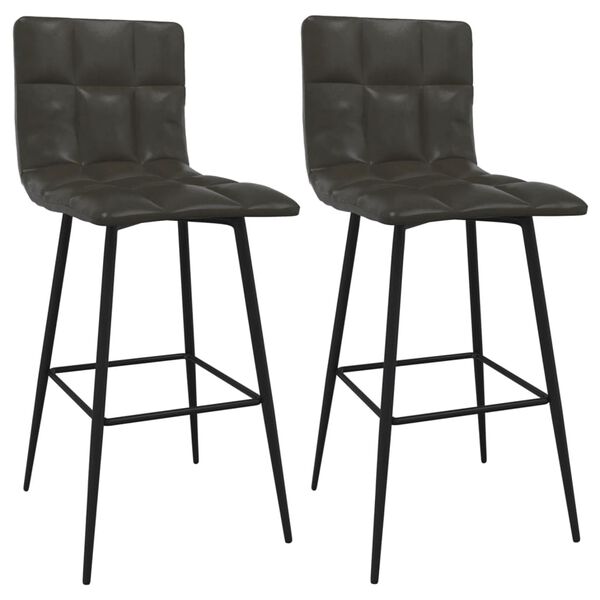 vidaXL Tabourets de bar lot de 2 gris similicuir
