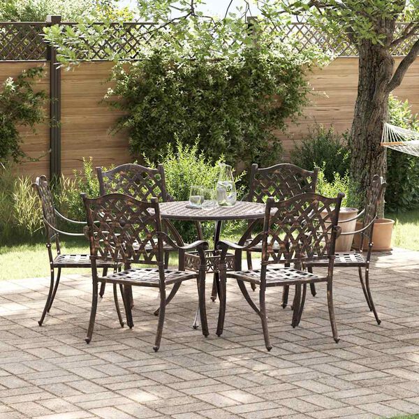 vidaXL Ensemble de salle &agrave; manger pour jardin 7 pcs Bronze Aluminium