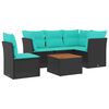 vidaXL Salon de jardin 6 pcs avec coussins noir r&eacute;sine tress&eacute;e