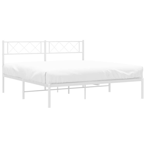vidaXL Cadre de lit m&eacute;tal sans matelas et t&ecirc;te de lit blanc 140x200 cm