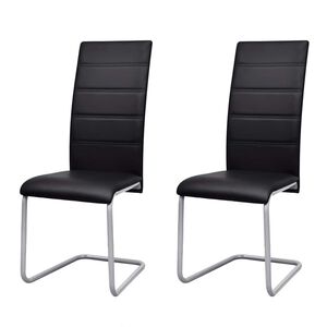 vidaXL Chaises &agrave; manger cantilever lot de 2 noir similicuir