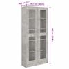 vidaXL Armoire &agrave; vitrine Gris b&eacute;ton 82,5x30,5x185,5 cm Bois ing&eacute;nierie