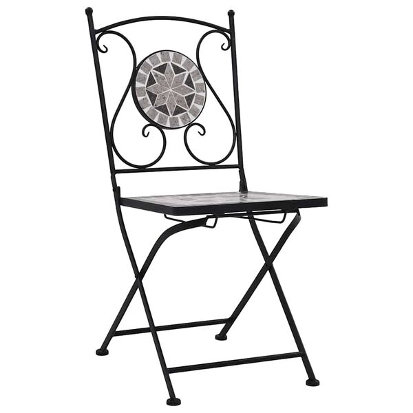 vidaXL Chaises de bistrot mosa&iuml;que 2 pcs Gris