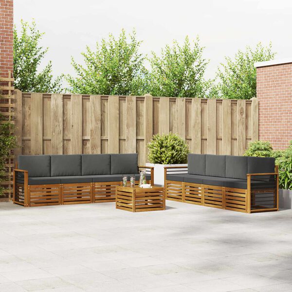 vidaXL Ensembles de canap&eacute;s avec coussin 9 pcs Naturel et Anthracite