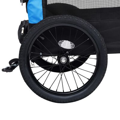 vidaXL Remorque de vélo et poussette 2-en-1 bleu et gris