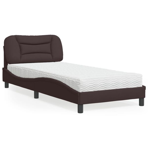 vidaXL Lit avec matelas Hvar marron fonc&eacute; 90x200 cm tissu
