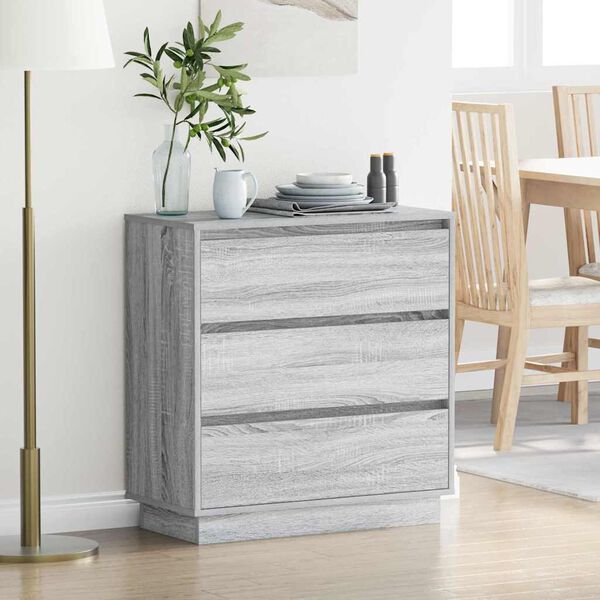 vidaXL Cabinet de chevet Gris 71 x 34,5 x 75 cm Bois d'ing&eacute;nierie