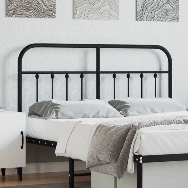 vidaXL T&ecirc;te de lit de remplacement m&eacute;tal noir 140 cm