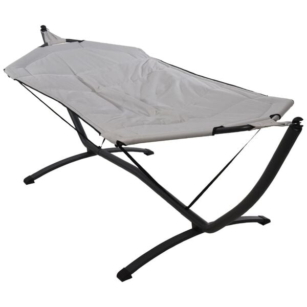 ProGarden Hamac avec base en m&eacute;tal 260 cm Gris clair